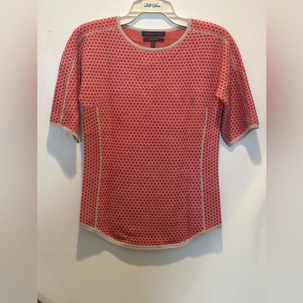💯 Cashmere Todd & Duncan Geometric Short Sleeve Top